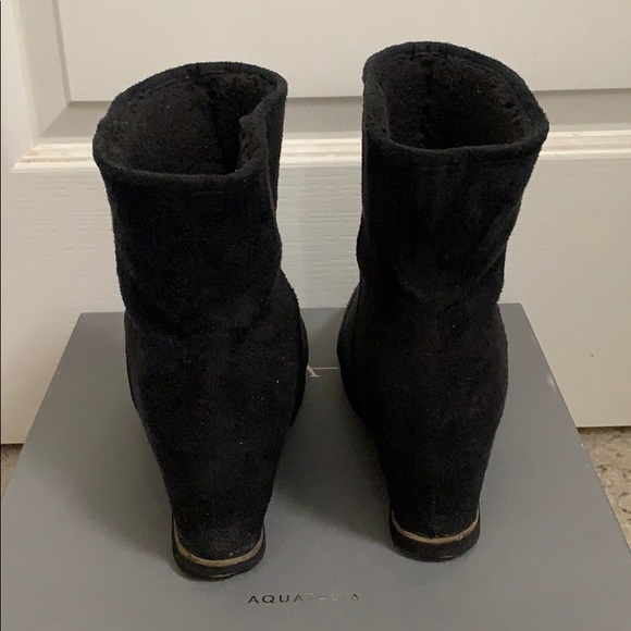 H&M Black Suede Platform Fur Booties - Size 8.5 - Picture 3 of 6